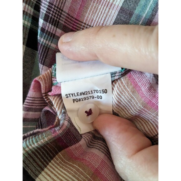 PrAna Gina Bora Bay Plaid Long Sleeve Top Organic Cotton- Size Large - Picture 7 of 7